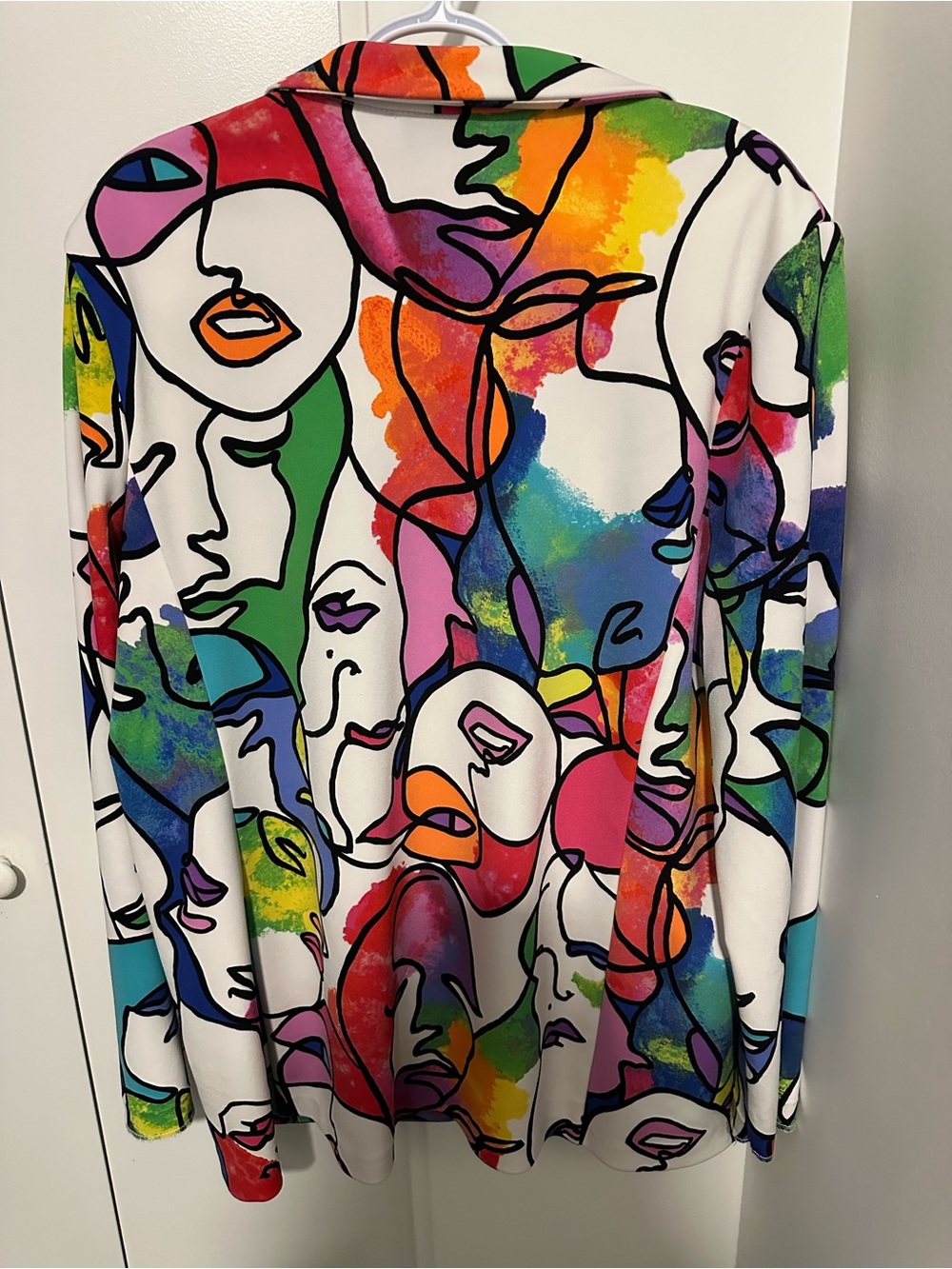 Joseph Ribkoff White Multicolor Abstract Faces Blazer - Picture 4 of 4